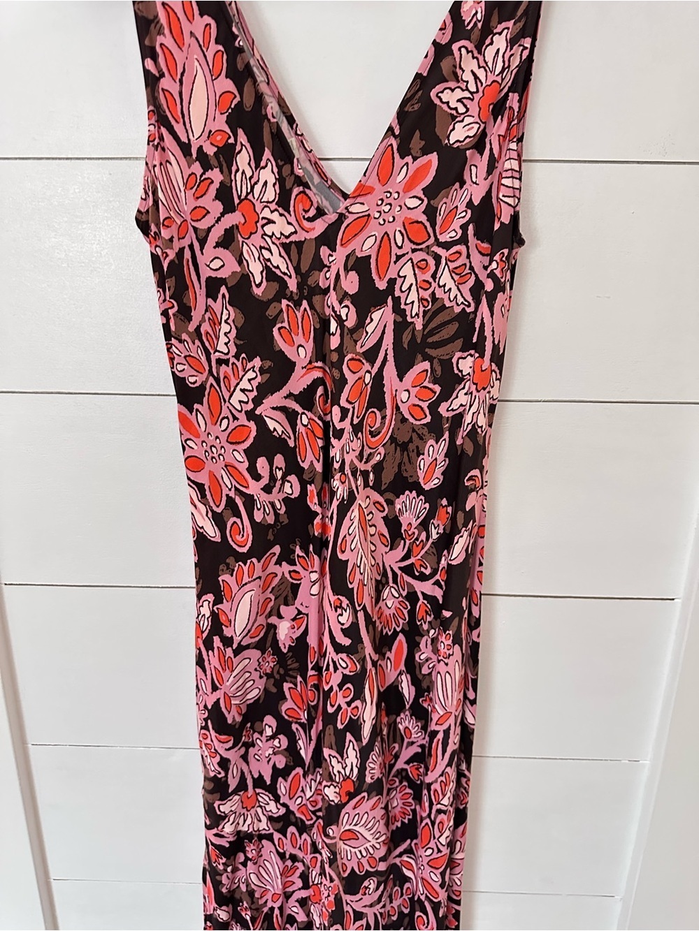 NEW Loft 12 Floral Bias brown-pink front slit satin slip maxi dress romantic - Picture 9 of 12